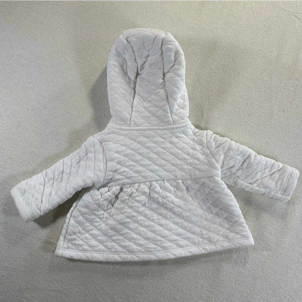 Carter's White Quilted Newborn Hooded Jacket/Hoodie with Buttons